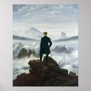 Wanderer ovanför Fog-havet 1818 Poster