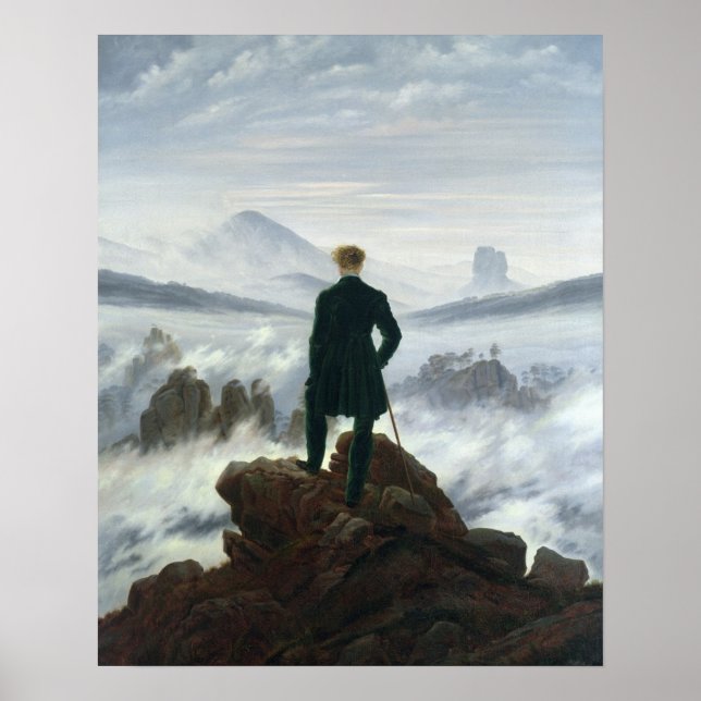 Wanderer ovanför Fog-havet 1818 Poster (Framsidan)