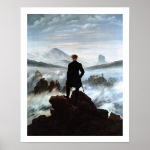 Wanderer ovanför Fog-havet - David Friedrich Poster
