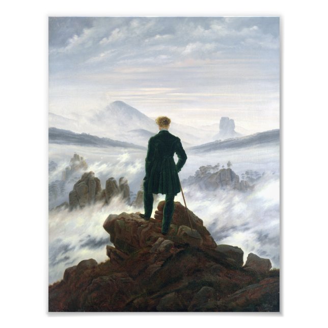 Wanderer ovanför FOG-havet Fototryck (Framsidan)