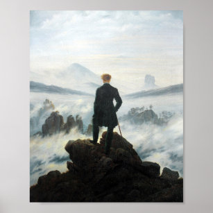 Wanderer ovanför Fog-havet, Friedrich Poster
