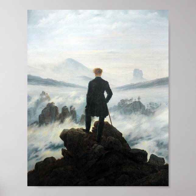 Wanderer ovanför Fog-havet, Friedrich Poster (Framsidan)