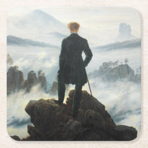 Wanderer ovanför Fog-havet, Friedrich Underlägg Papper Kvadrat