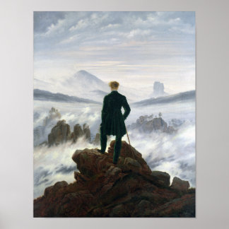 Wanderer ovanför FOG-havet Poster