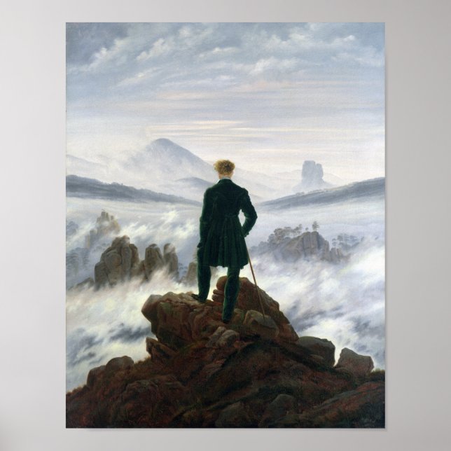 Wanderer ovanför FOG-havet Poster (Framsidan)