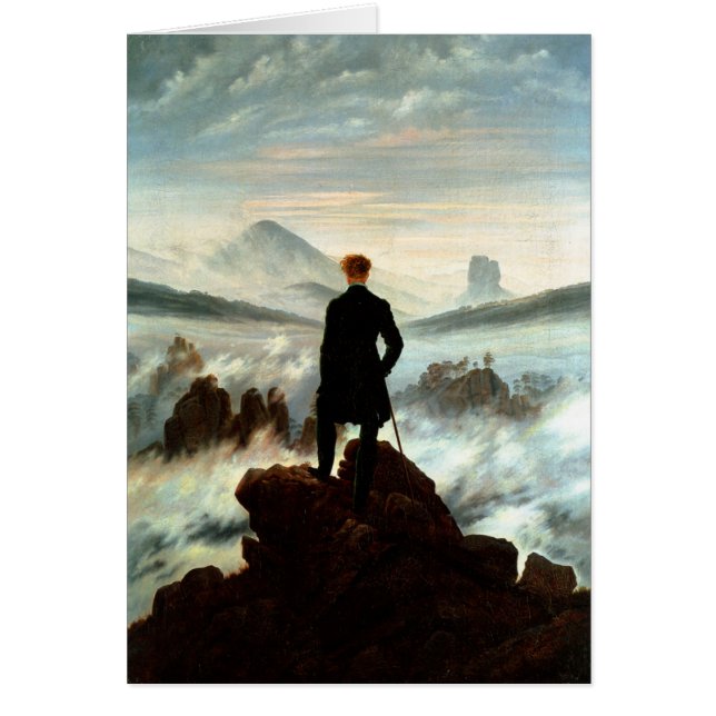Wanderer ovanför havet av dimma, Caspar Friedrich Hälsningskort (Framsidan)