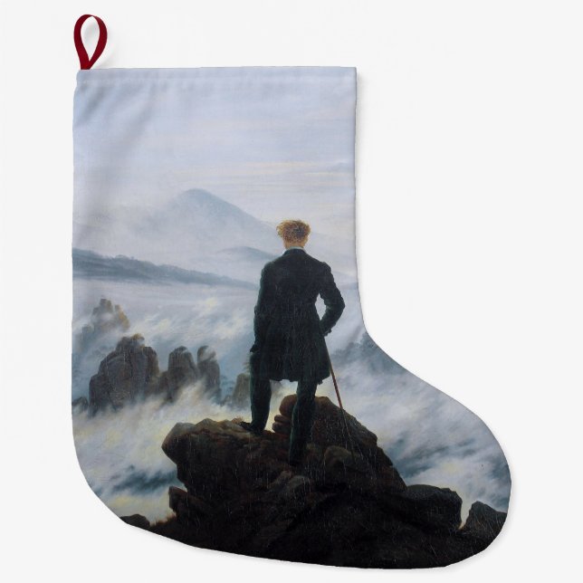 Wanderer över Fog-havet (av C.D. Friedrich) Stor Julstrumpa (Framsidan)