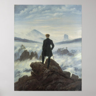 Wanderer över FOG-havet - stor Poster