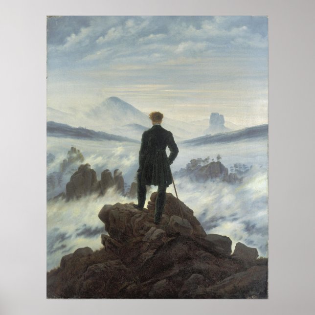 Wanderer över FOG-havet - stor Poster (Framsidan)