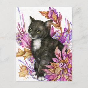 Wanderer - Tuxedo Cat Art-vykort Vykort