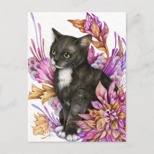 Wanderer - Tuxedo Cat Art-vykort Vykort (Framsida)