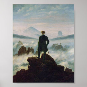 Wandereren ovanför havet av dimma poster