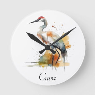 Wandering Crane, anpassningsbar Rund Klocka