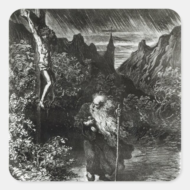 Wandering Jew Fyrkantigt Klistermärke (Framsida)