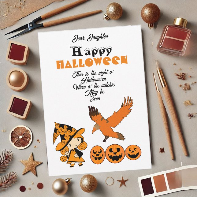Wandering Witch Spooky Jack o lantern Halloween Julkort (Wandering Witch Spooky Jack O Lanterns Halloween Holiday Card)
