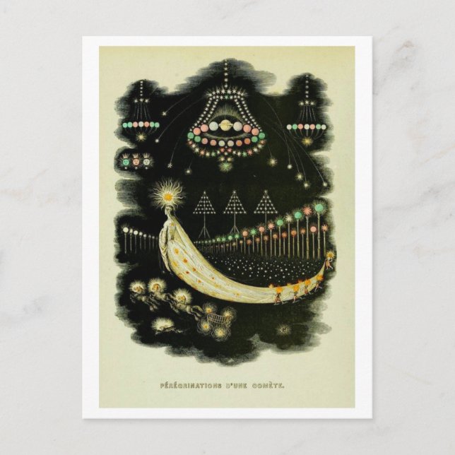 "Wanderings of a Comet" Grandville Illustration Vykort (Framsida)