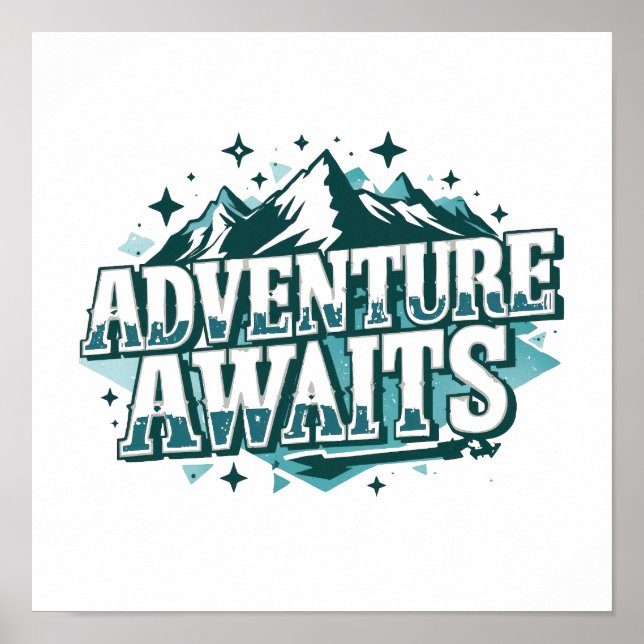 Wanderlust and Travel Quote with Pine Trees Poster (Framsidan)