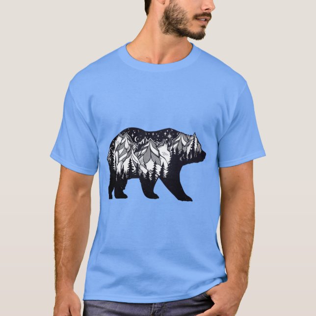 Wanderlust California Bear Silhouette with Mountai T Shirt (Framsida)