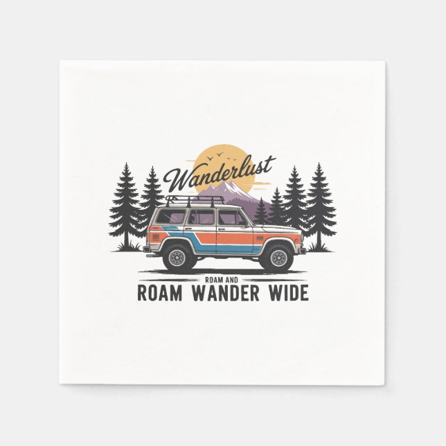 Wanderlust Camper - Roam och Roam Wander Wide Pappersservett (Framsidan)
