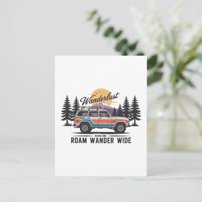 Wanderlust Camper - Roam och Roam Wander Wide Vykort (Stående Fram)