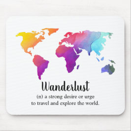 Wanderlust/färgrik världskartadesign för musmatta