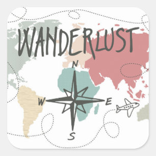 Wanderlust Fyrkantigt Klistermärke