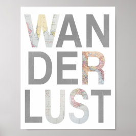 Wanderlust Gray Punch Out Vintage Map Poster
