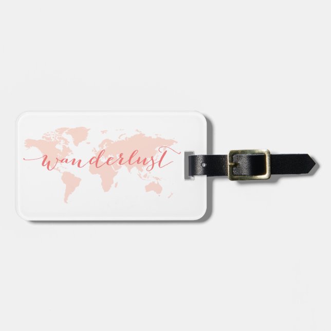 Wanderlust lust att resa, världskarta bagagebricka (Horisontell Framsida)