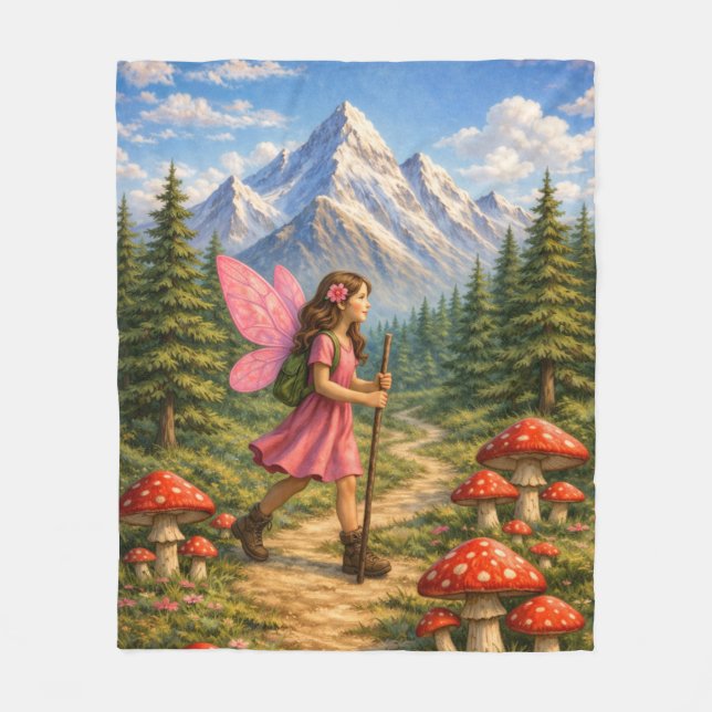 Wanderlust Mountain Fairy Hiker Fairycore Mushroom Fleecefilt (Framsidan)