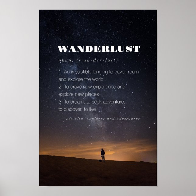 Wanderlust Ord Definition Travel Poster (Framsidan)
