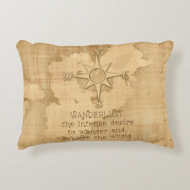 Wanderlust…", Resande citationstecken på Prydnadskudde (Framsidan)