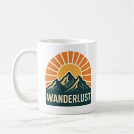 Wanderlust Retro Blue Mountain Sunrise Nature Art Kaffemugg