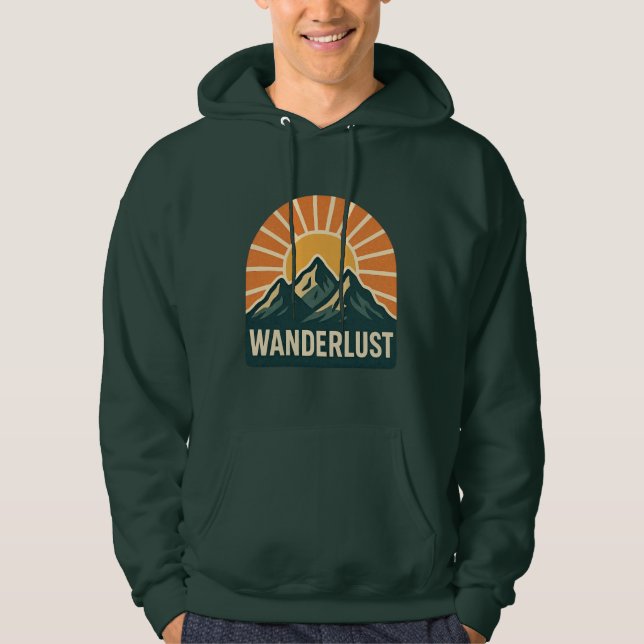 Wanderlust Retro Blue Mountain Sunrise Outdoor Sun Hoodie (Framsida)