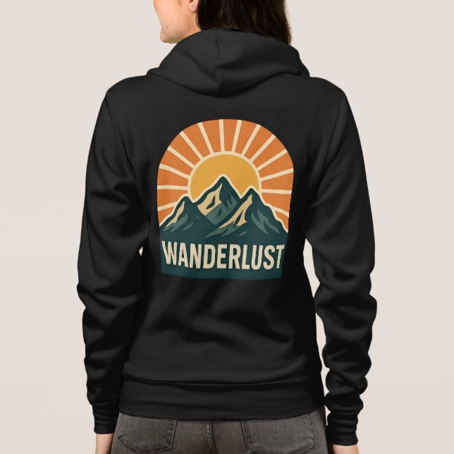 Wanderlust Retro Blue Mountain Sunrise Outdoor Sun T Shirt (Baksida)