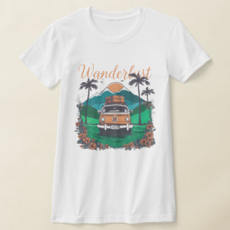 Wanderlust retro print t shirt