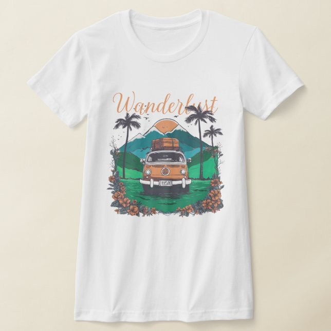 Wanderlust retro print t shirt (Laydown)