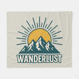 Wanderlust Retro Teal Mountain Sunrise | Hiking Fleecefilt