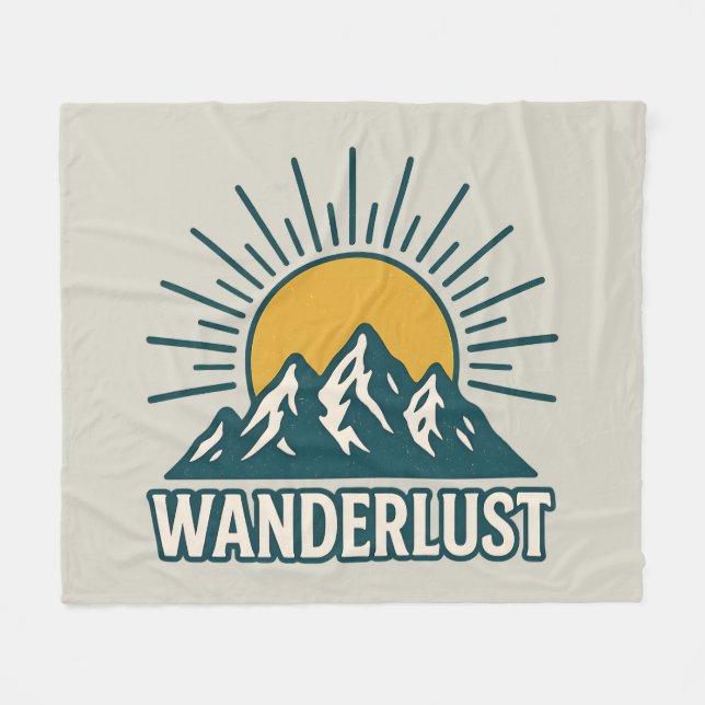 Wanderlust Retro Teal Mountain Sunrise | Hiking Fleecefilt (Framsidan (Horisontell))