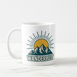 Wanderlust Retro Teal Mountain Sunrise | Hiking Kaffemugg
