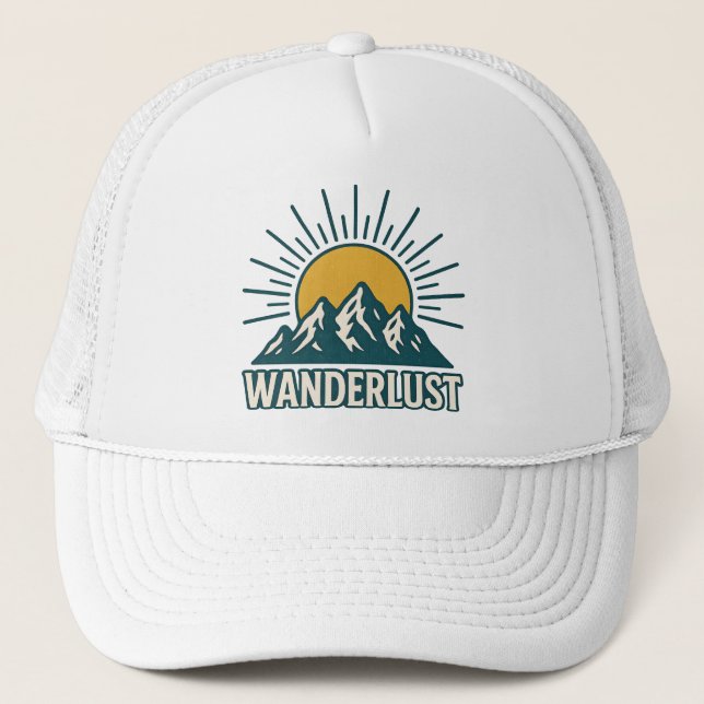 Wanderlust Retro Teal Mountain Sunrise | Hiking Keps (Framsida)
