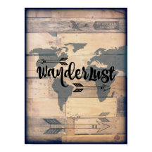 Wanderlust Rustic Wood Travel Poster