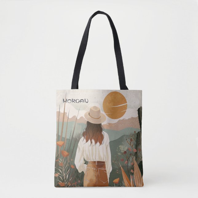 Wanderlust Sunset Tote Bag med konstnärlig natur Tygkasse (Framsida)