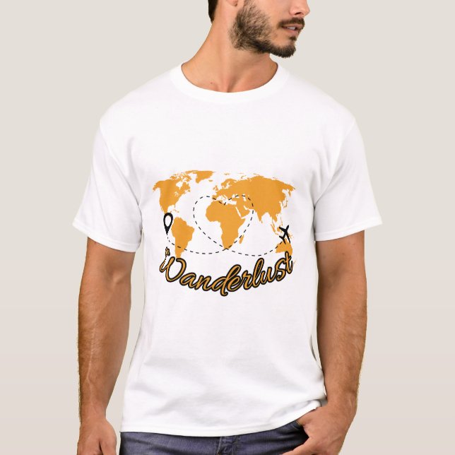 Wanderlust T-Shirt | Adventure Map Graphic Shirt (Framsida)