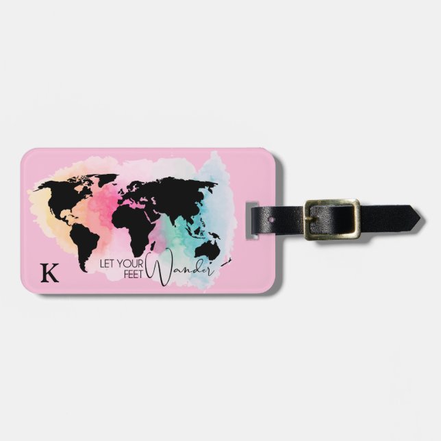 Wanderlust Travel Luggage Tag Bagagebricka (Horisontell Framsida)