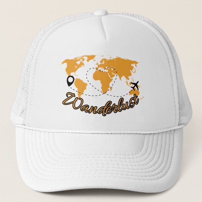 Wanderlust Trucker Hat | World Traveler Mesh Hat Keps (Framsida)