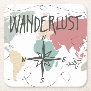 Wanderlust Underlägg Papper Kvadrat