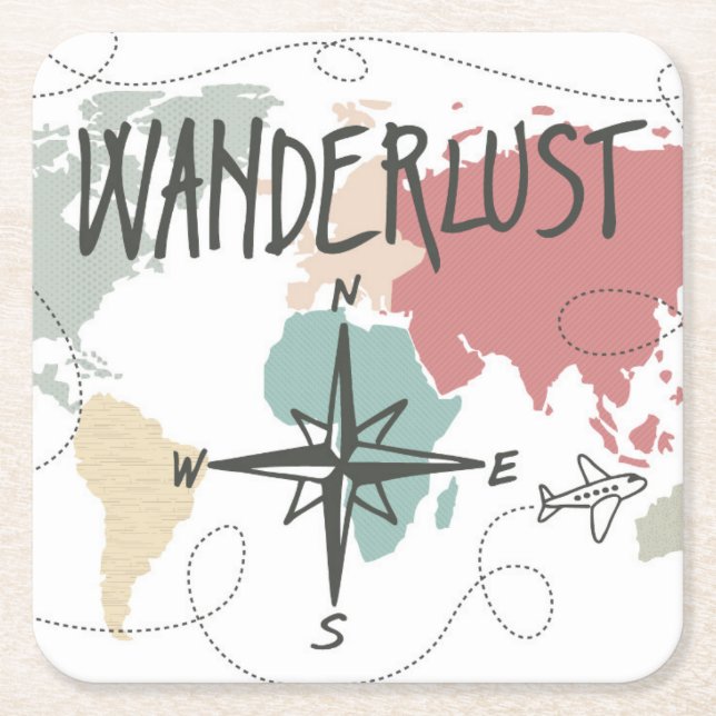 Wanderlust Underlägg Papper Kvadrat (Framsidan)