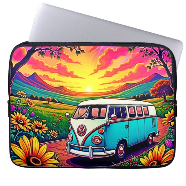 Wanderlust Van Sunset Art Laptop Fodral (Framsidan)