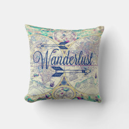 Wanderlust Vintage Karta Travel Dekorativ kudde