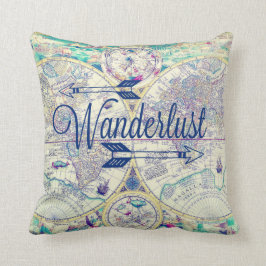 Wanderlust Vintage Karta Travel Dekorativ kudde